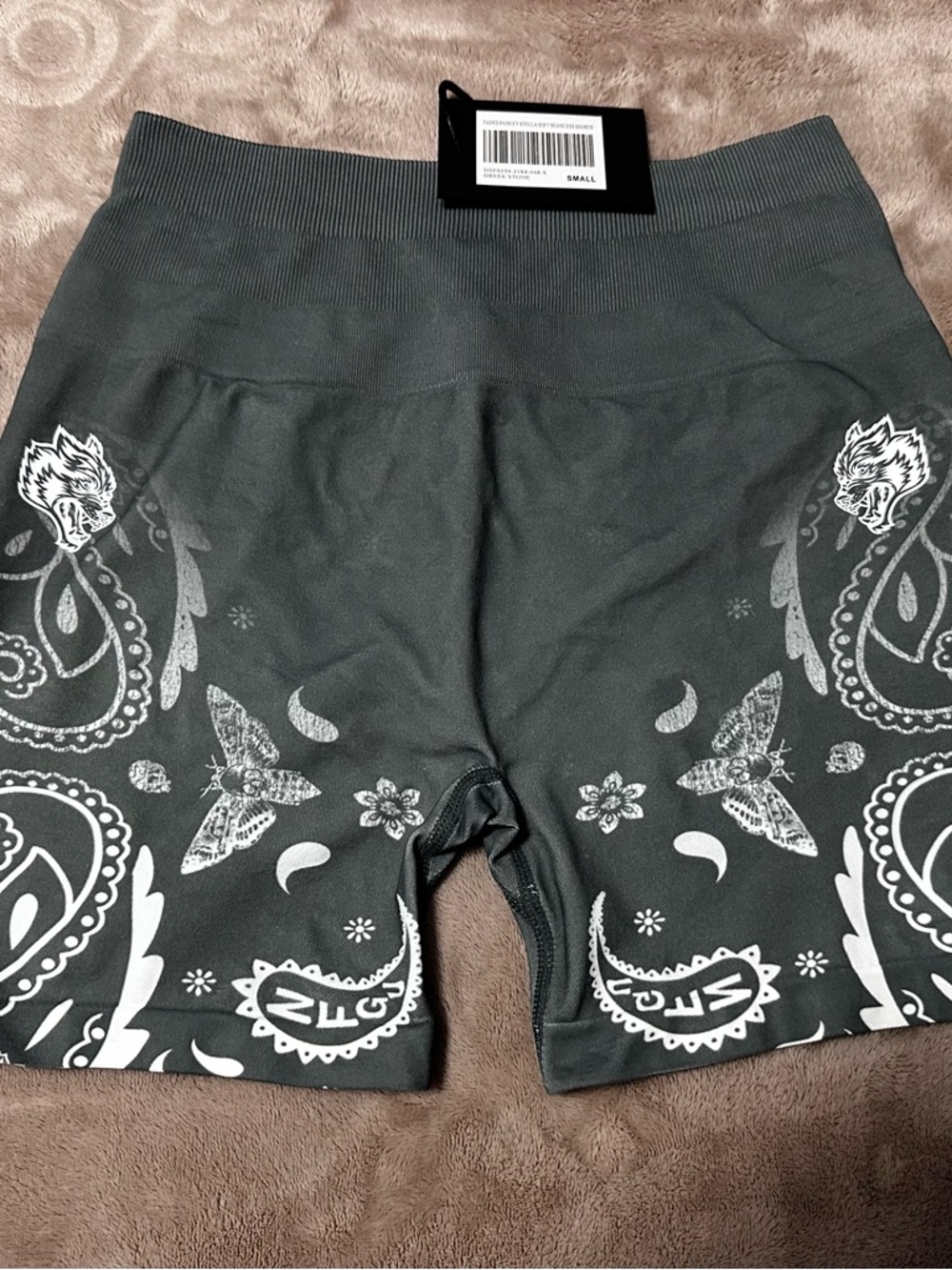 Darc Sport green-grey Bandana paisley Print Athletic seamless Shorts